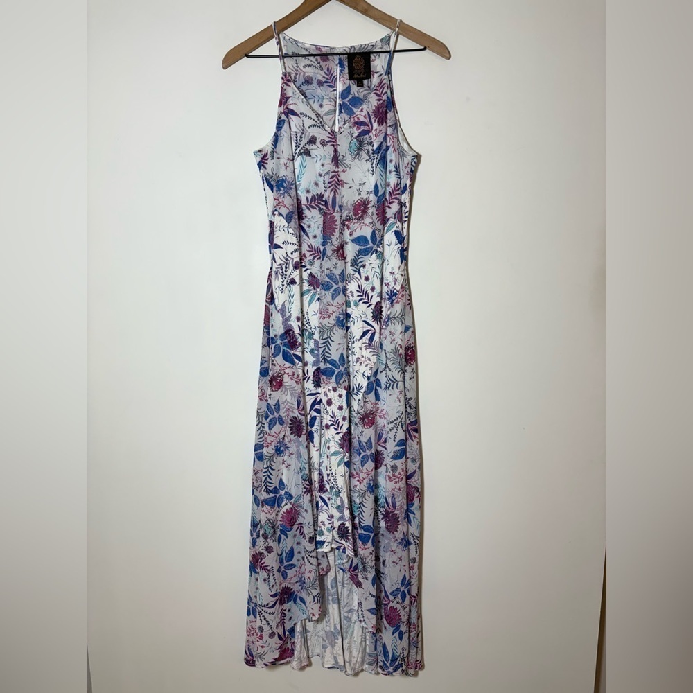 Disney Alice Through The Looking Glass Designer Floral Maxi Dress Hi-Lo Ruffle S